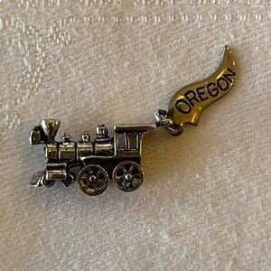 Sterling Silver Train Charm with Oregon Tag